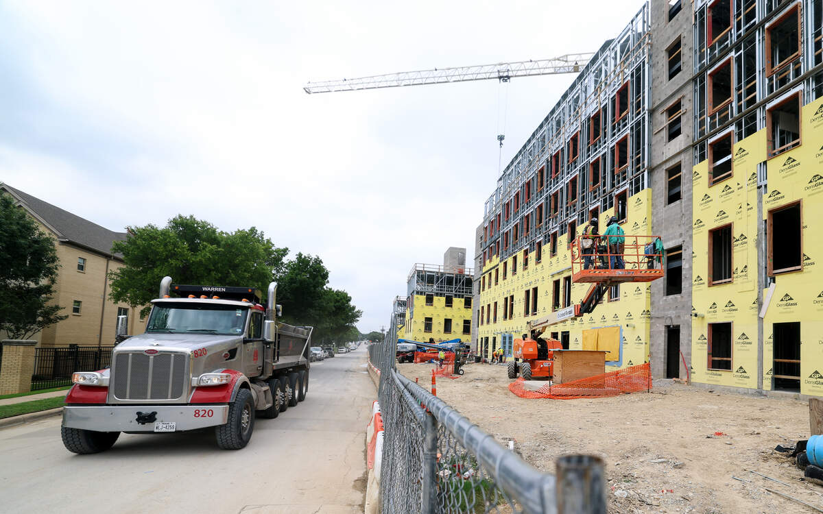 Construction continues on dorms for TCU students on Tuesday, June 16, 2026. As TCU expands to meet a growing student body nearby neighborhoods are changing, creating friction with long-term residents.